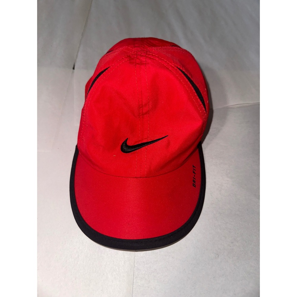 Nike Dri-FIT Featherlight Toddler Hat Red Black Swoosh Cap 617646-681
